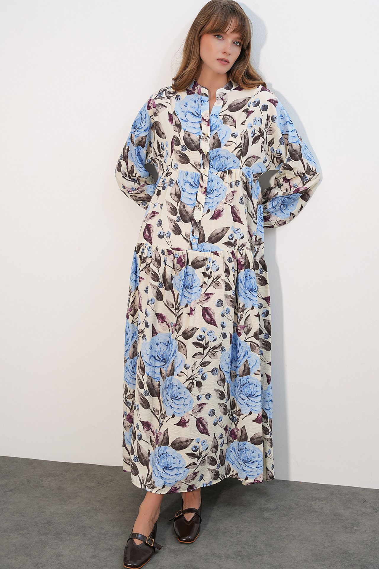 BDART Floral Maxi Dress With Mandarin Collar 3