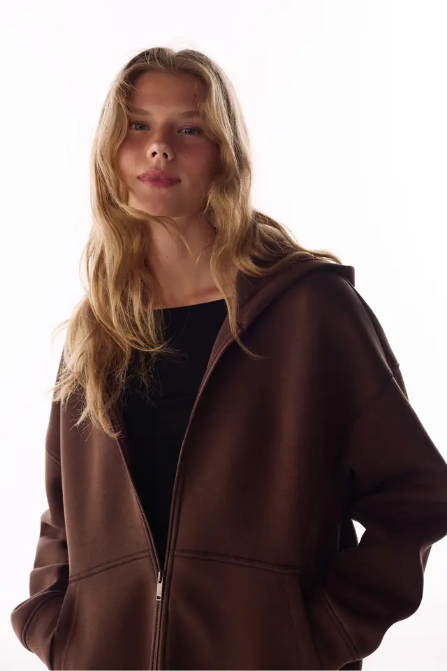 PENTI Zippered Hooded Scuba Jacket