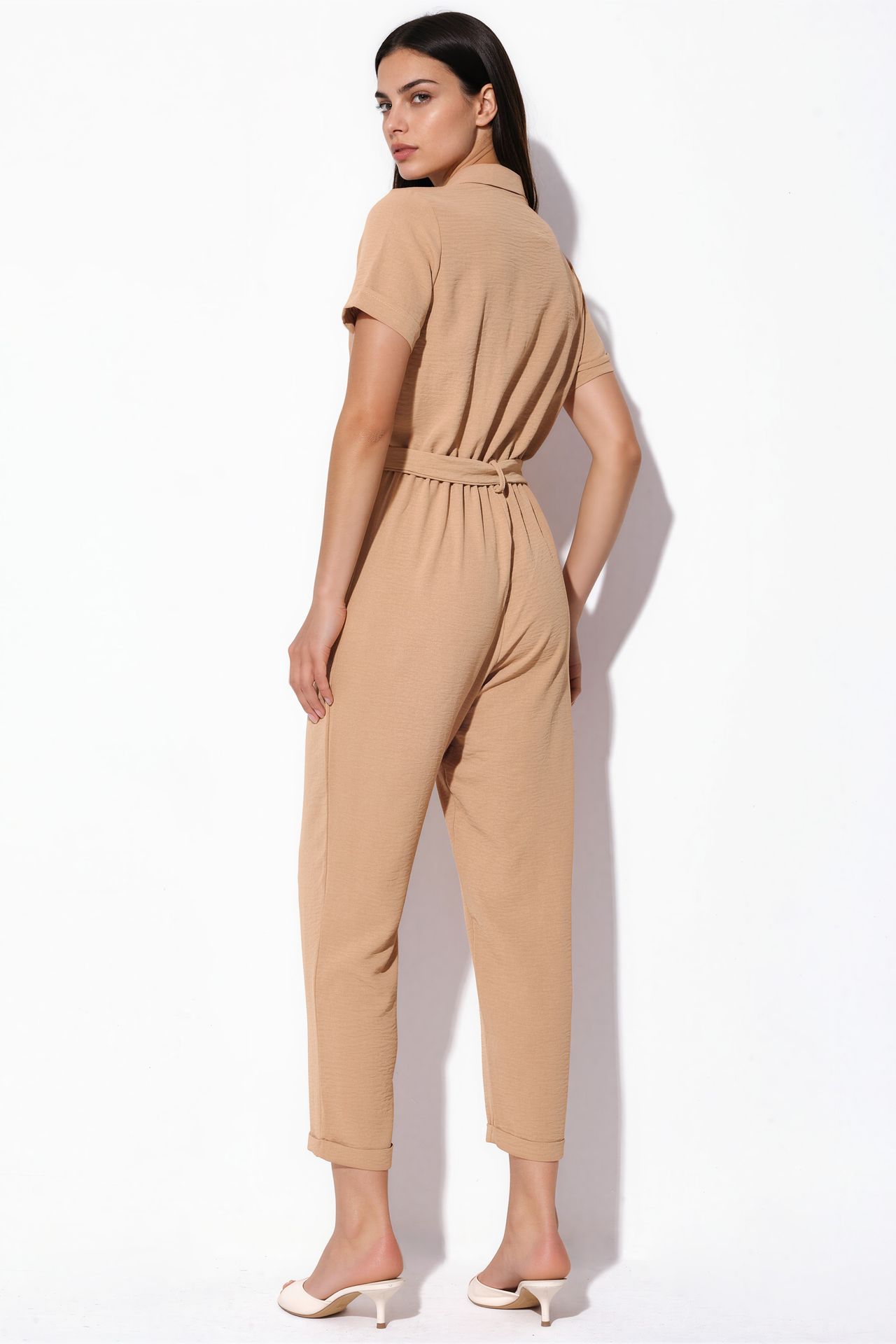 BDART Solid Woven Shirt-collar Jumpsuit With Bow Detail 3