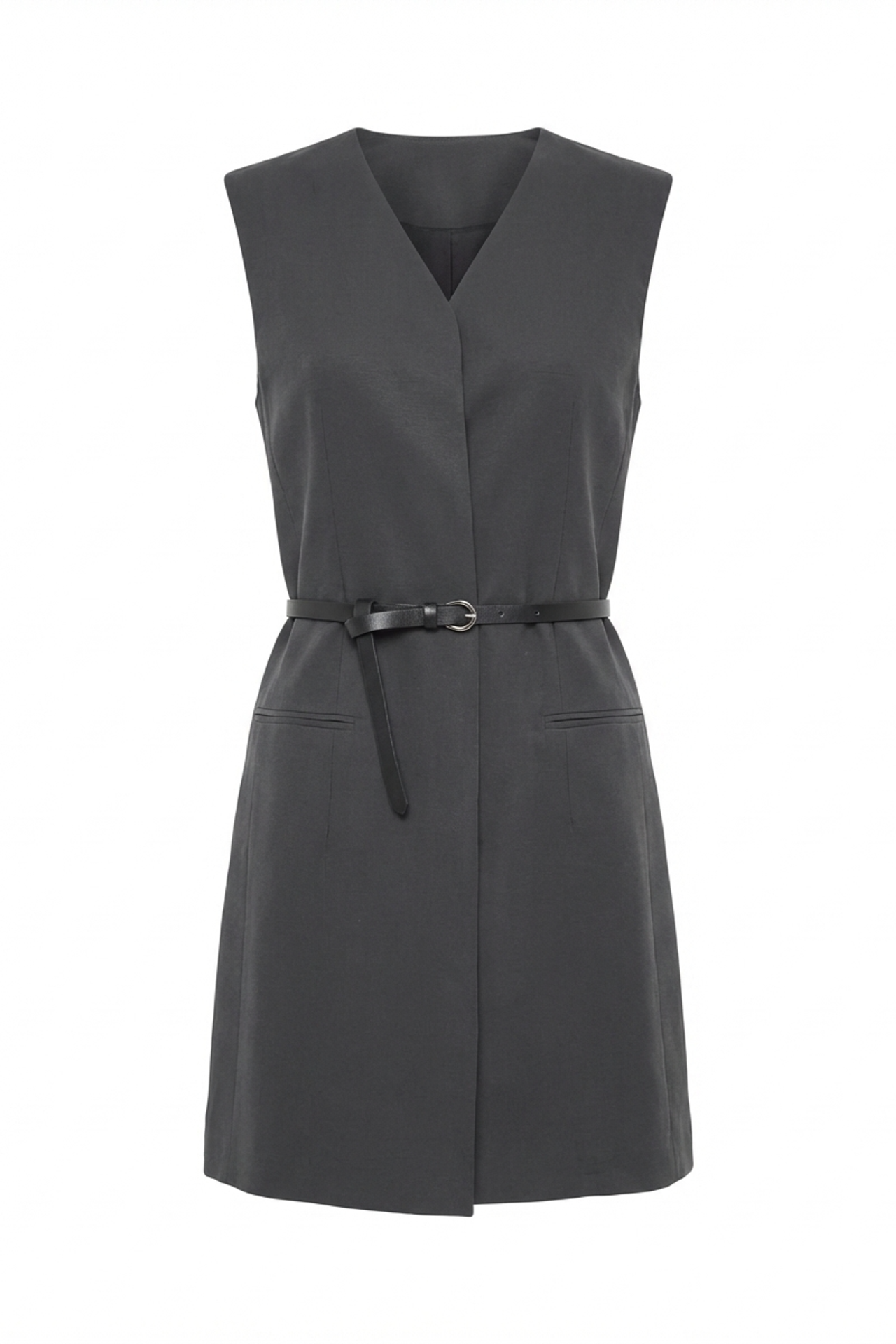 MY FASHION Belted V-Neck Sleeveless Mini Shift Dress 5