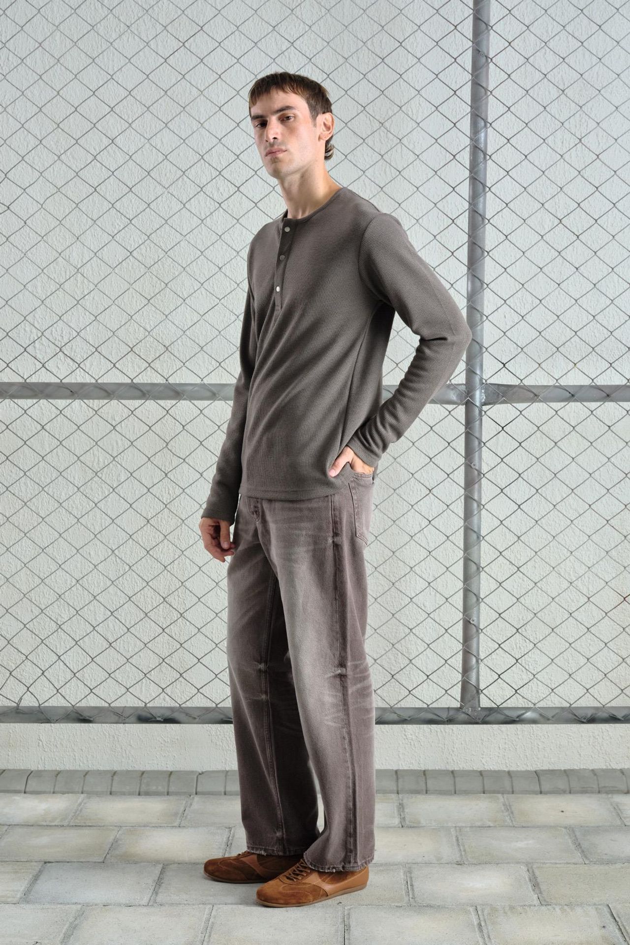 GIESTO Slim Fit Düğmeli Yaka Uzun Kollu Tişört 5