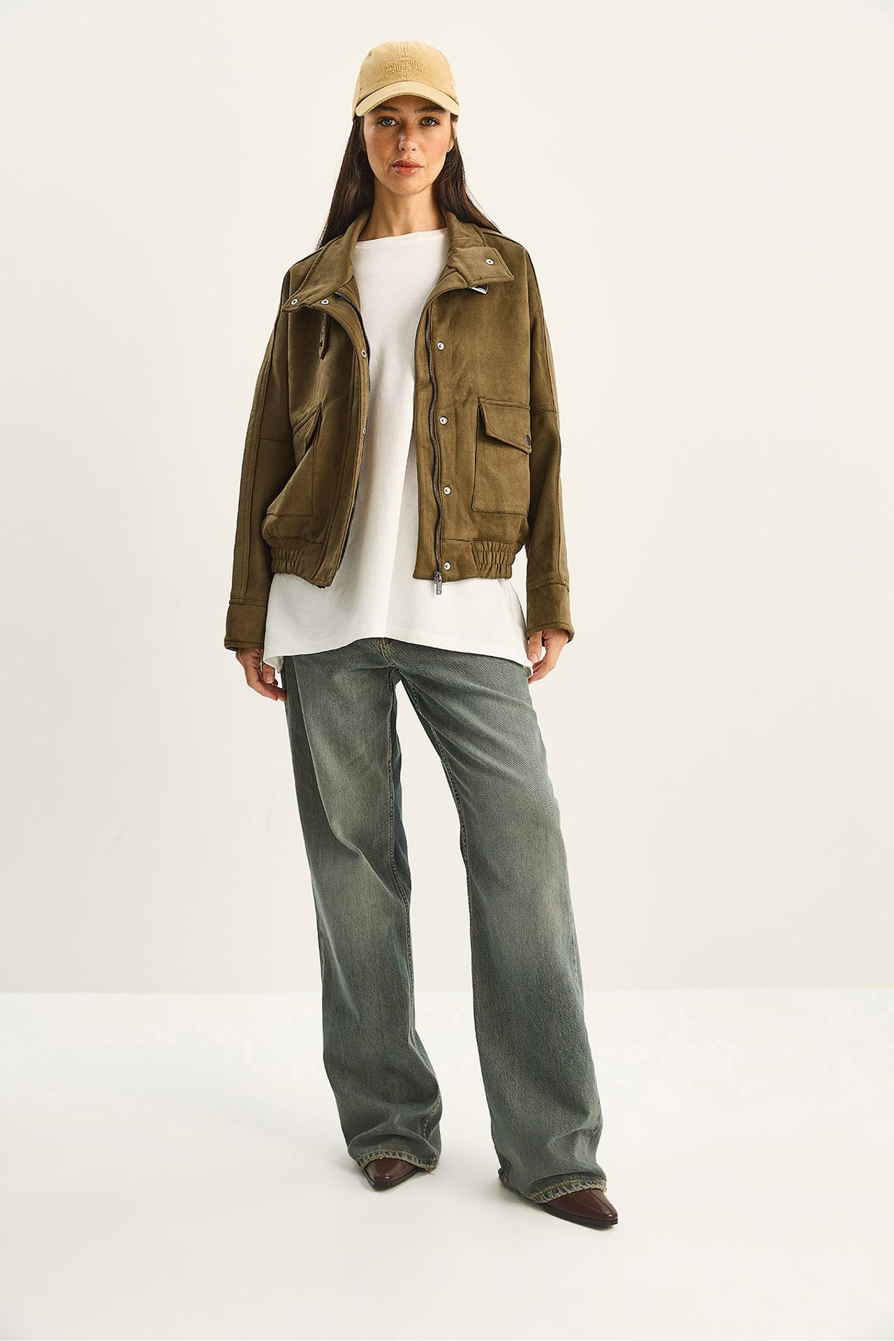 LUCCI Oversized Thick Gabardine Jacket with Zipper Closure 2