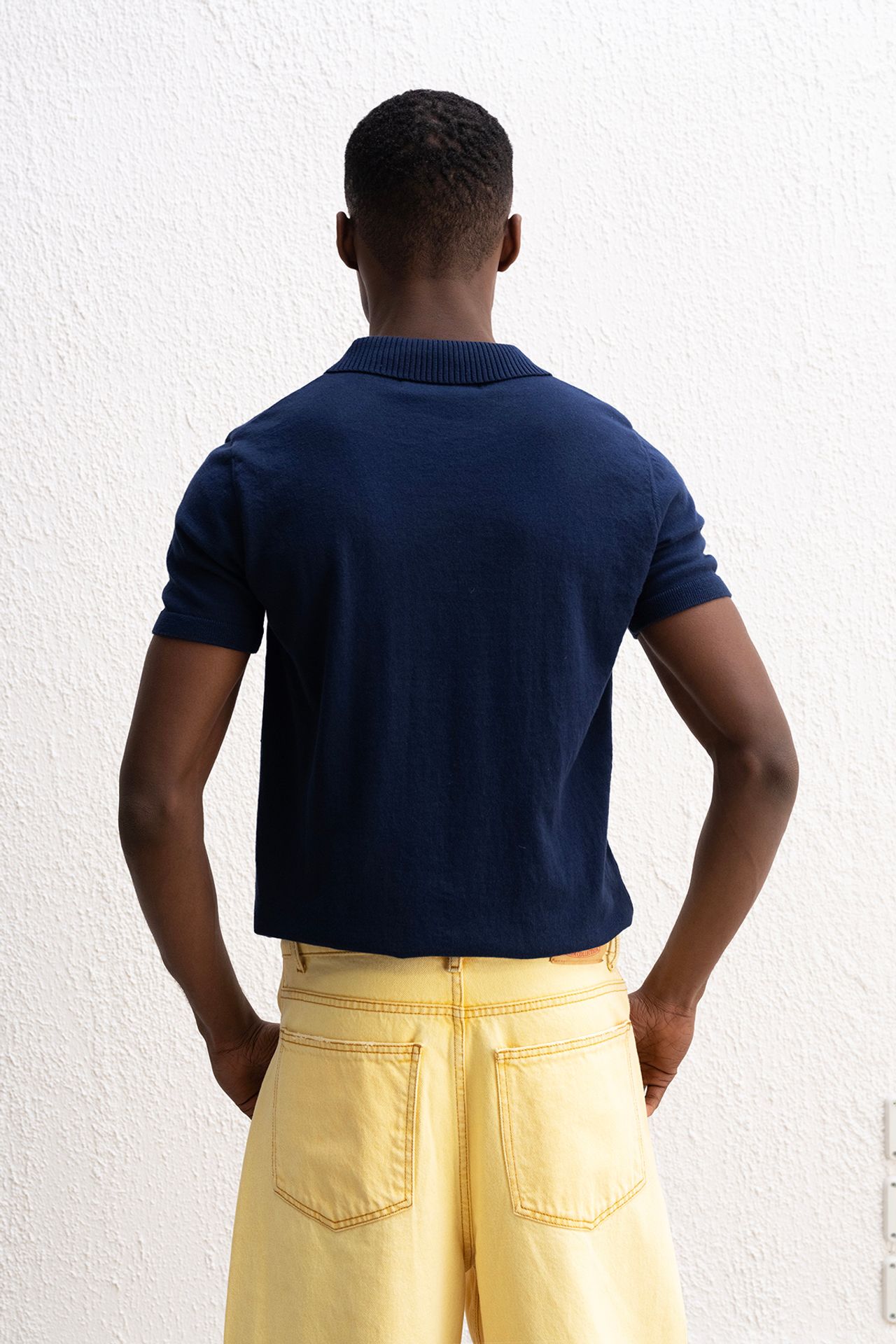 GIESTO Plain Polo Collar Knitted T-Shirt 5