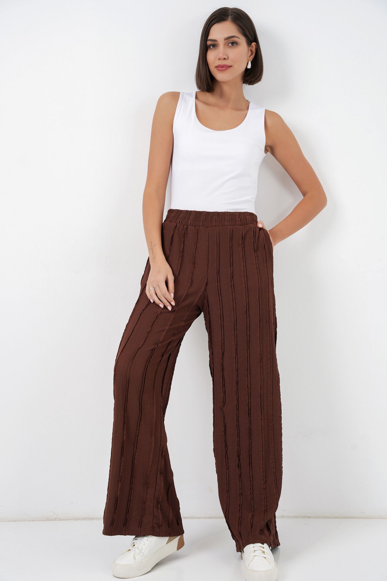 BDART Wide Leg Textured Pull-On Trousers 1