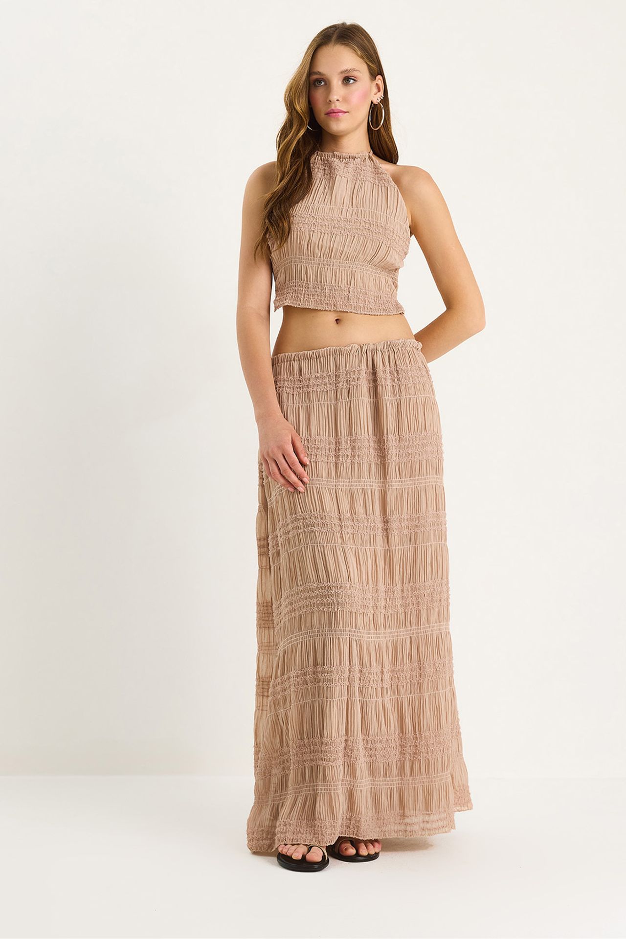 LUCCI Striped Halter Blouse and Maxi Skirt Set 3