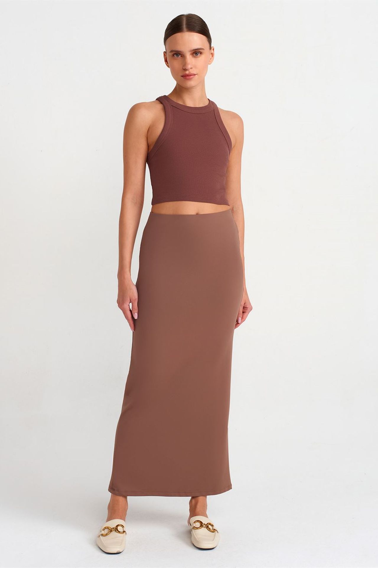 DILVIN High-Waist Maxi Pencil Skirt 1