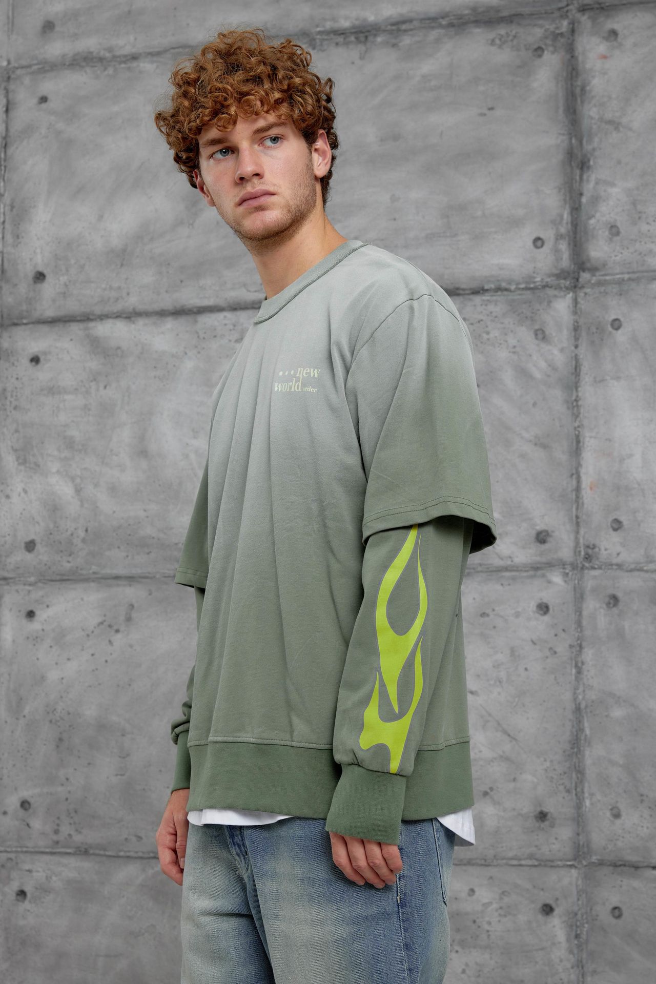 NOMARC Baskılı Geniş Kesim Bisiklet Yaka Sweatshirt 1