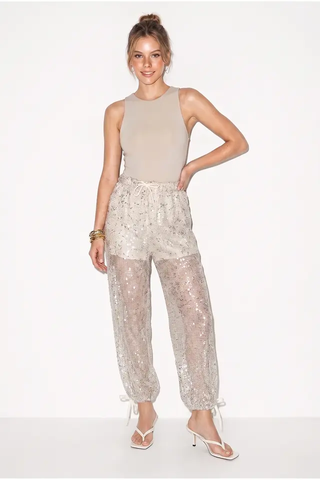 LUCCI Women's Sequin Salwar Pants