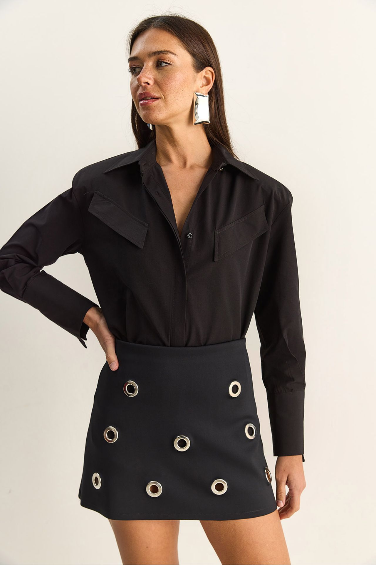 LUCCI Casual Long Sleeve Button Up Poplin Shirt with Pocket 2