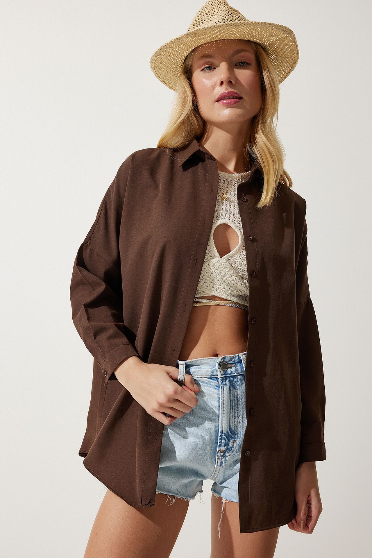 ISTANBUL Oversized Poplin Button-Up Shirt with Long Sleeves 3