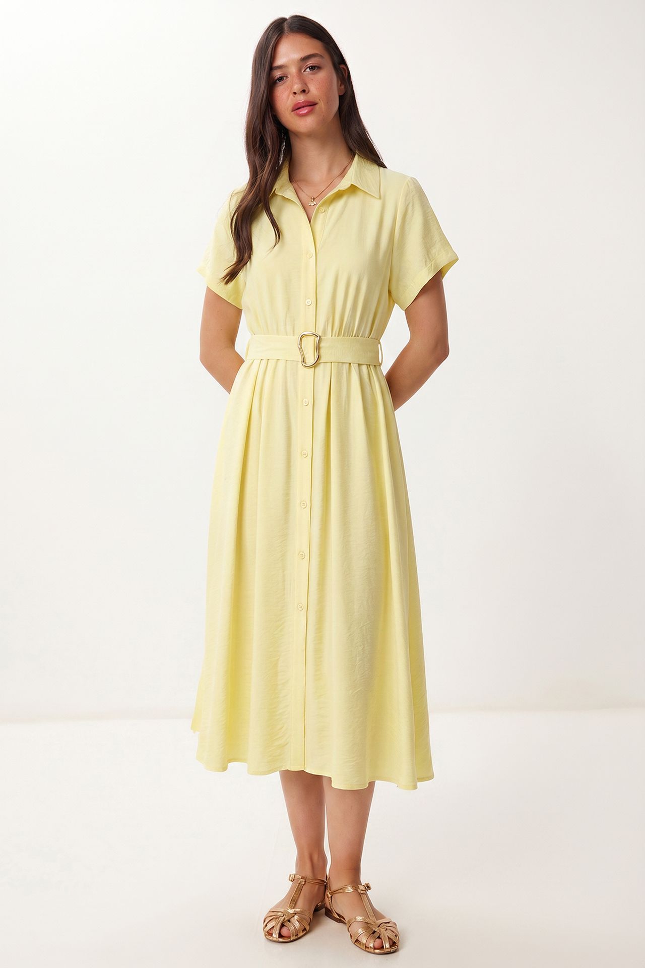 ISTANBUL Belted Poplin Shirt Midi Dress 2