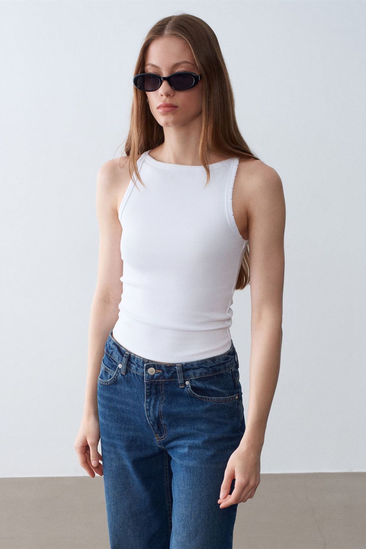 DILVIN Ribbed Cotton Halterneck Blouse 3