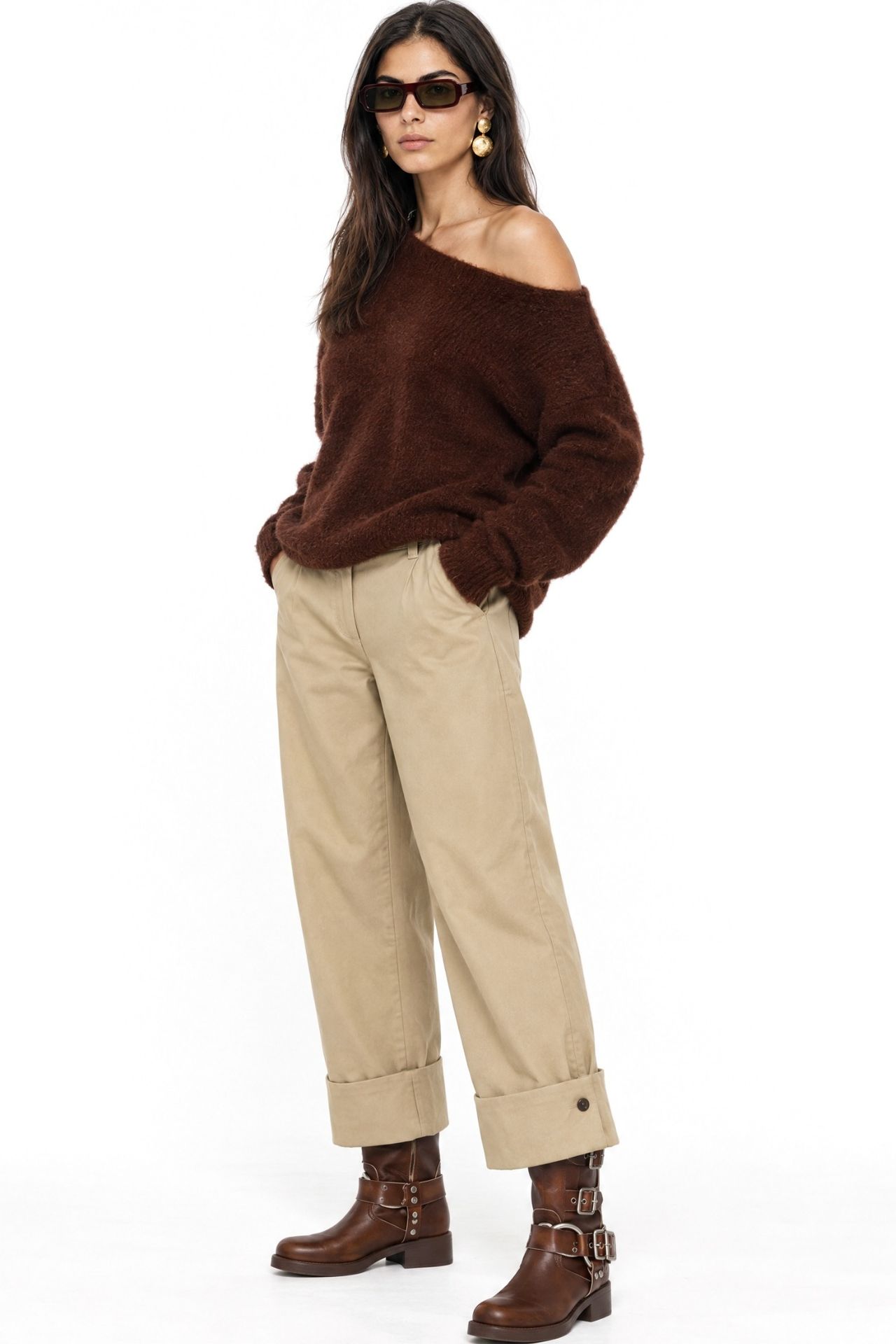 MIXRAY Asymmetrical Collar Knit Sweater 4