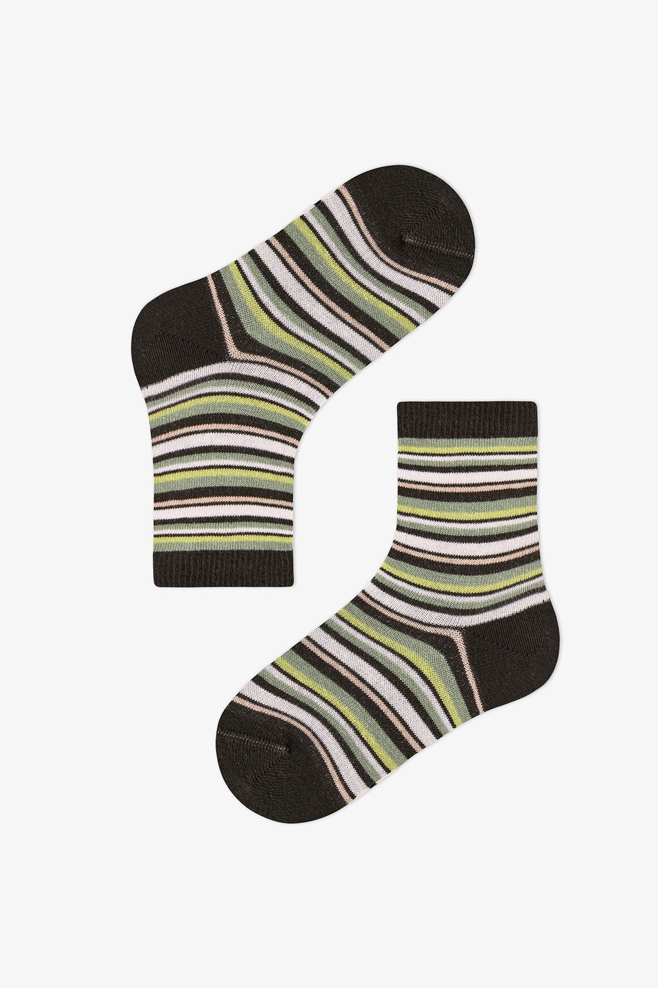 PENTI Boys' Woodland Greens Striped 2-Pack Crew Socks 2