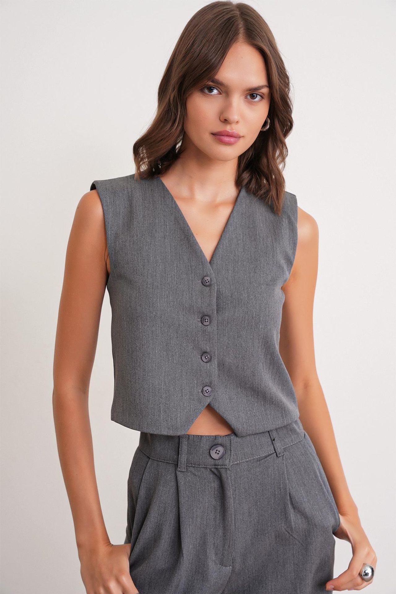 Mixray V-neck Buttoned Waistcoat 4
