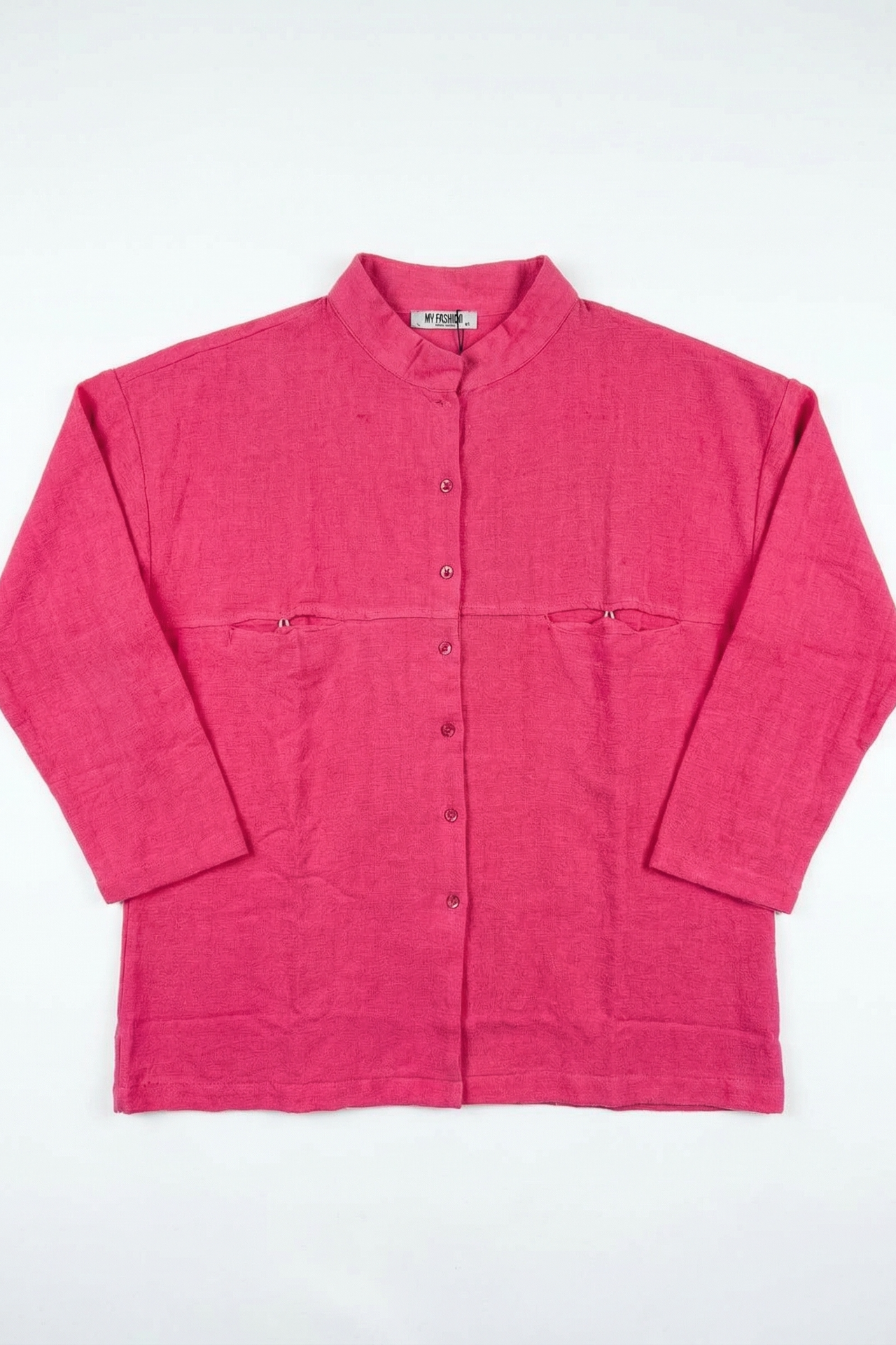 MY FASHION Oversized Linen-Blend Long Sleeve Shirt 6