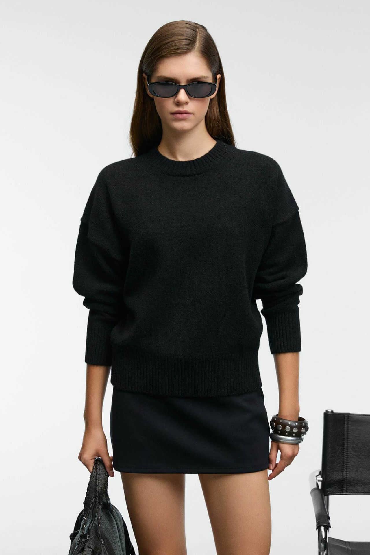 GRIMELANGE Oversized Ribbed Crew Neck Jumper 1