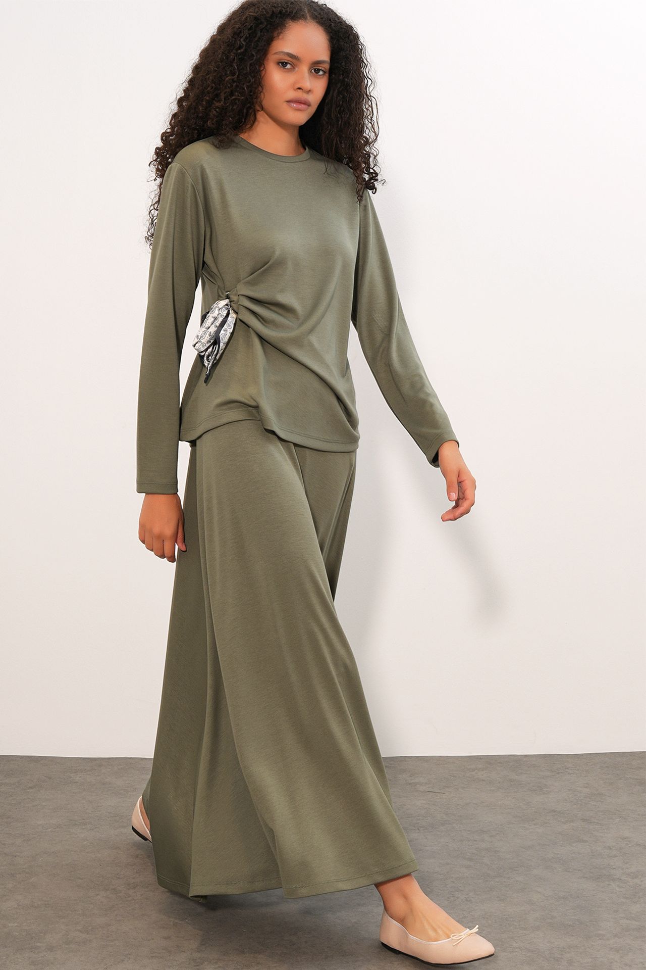 BDART Long Sleeve Blouse And Wide-leg Skirt Coord 3