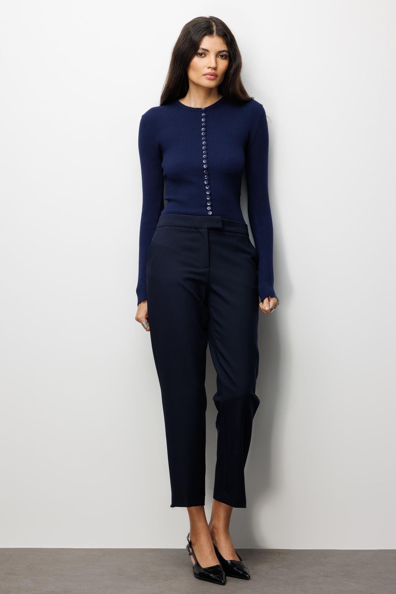 MIXRAY Ribbed Knit Buttoned Cardigan 2