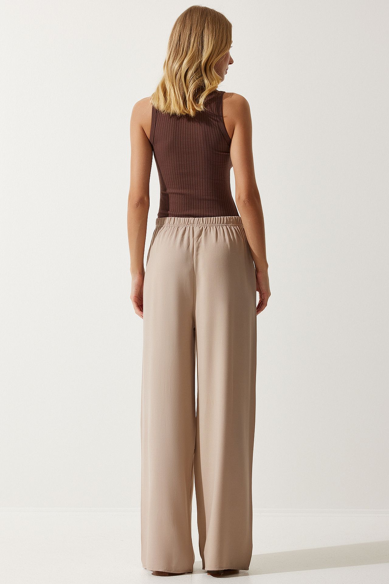 ISTANBUL Cotton Palazzo Trousers With Drawstring Waist 5
