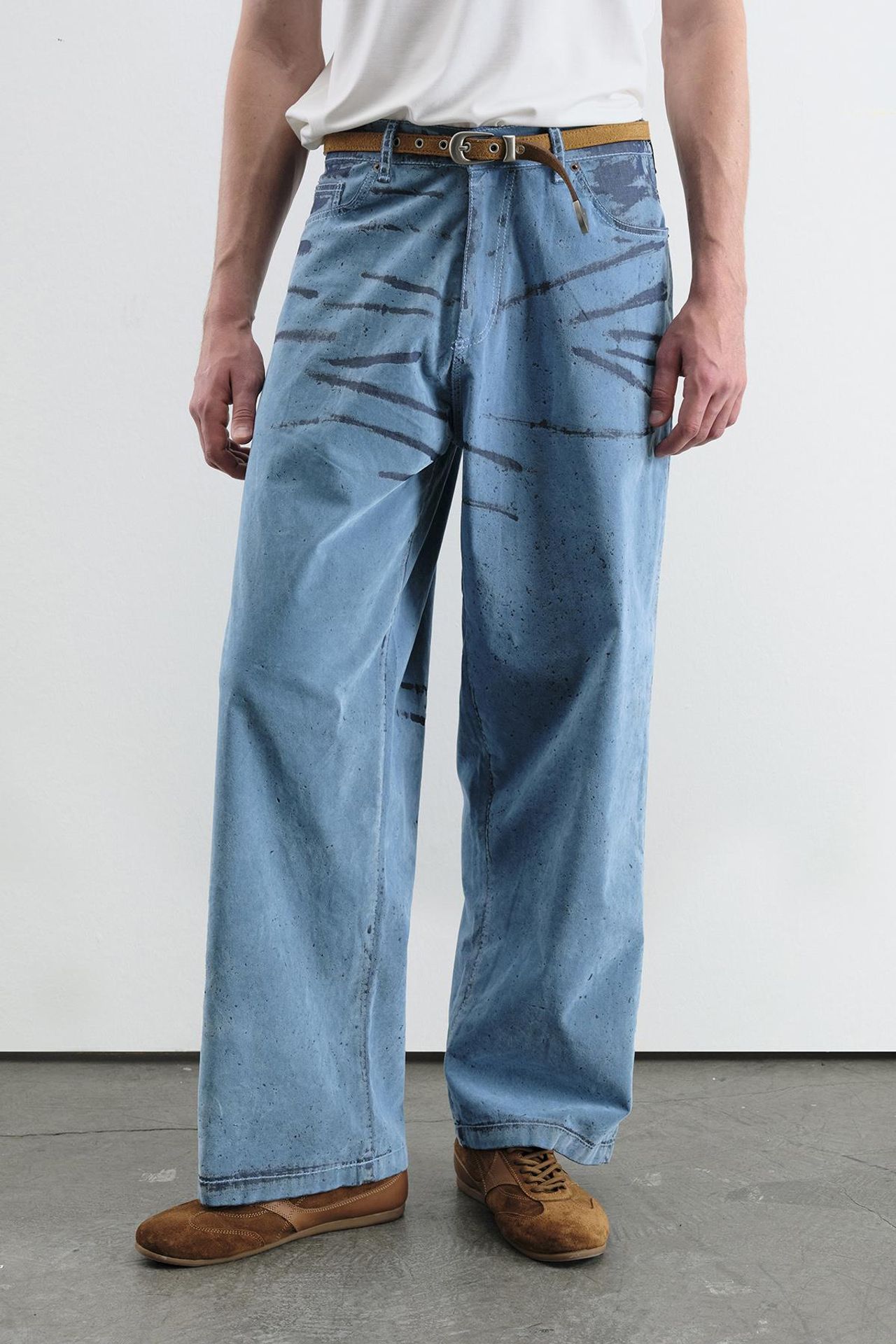 GIESTO Abstract Wide Leg Denim Jeans 1