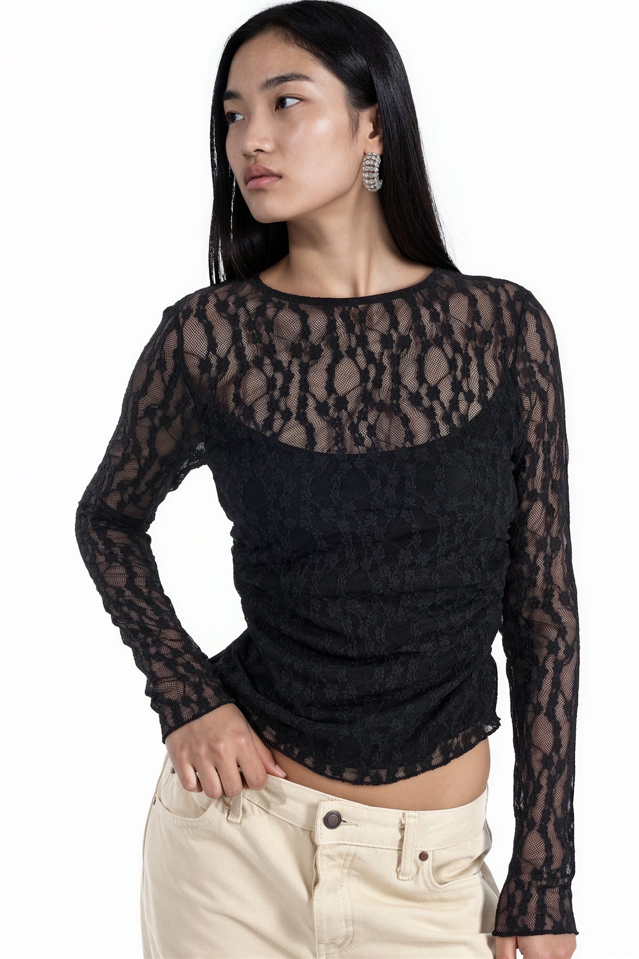BUSEM Women's Slim Fit Lace Blouse 1