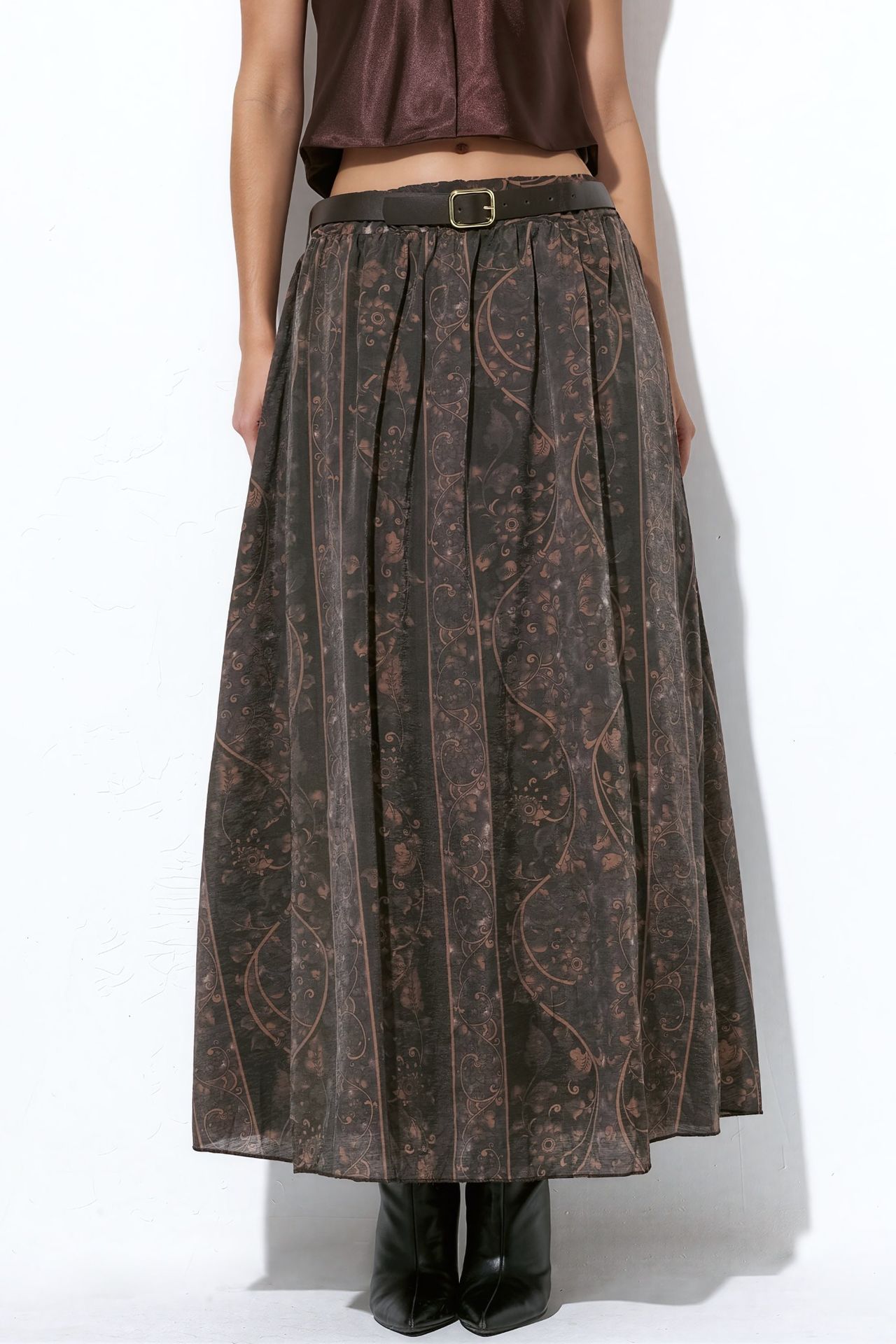 BDART High-Waist Paisley Midi A-Line Skirt 1