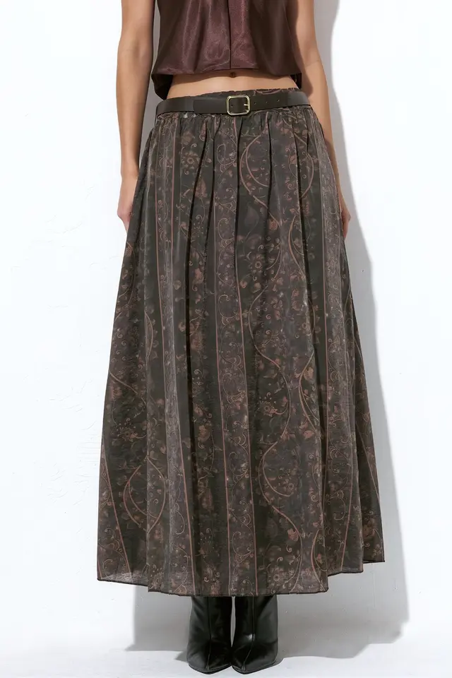 BDART High-Waist Paisley Midi A-Line Skirt