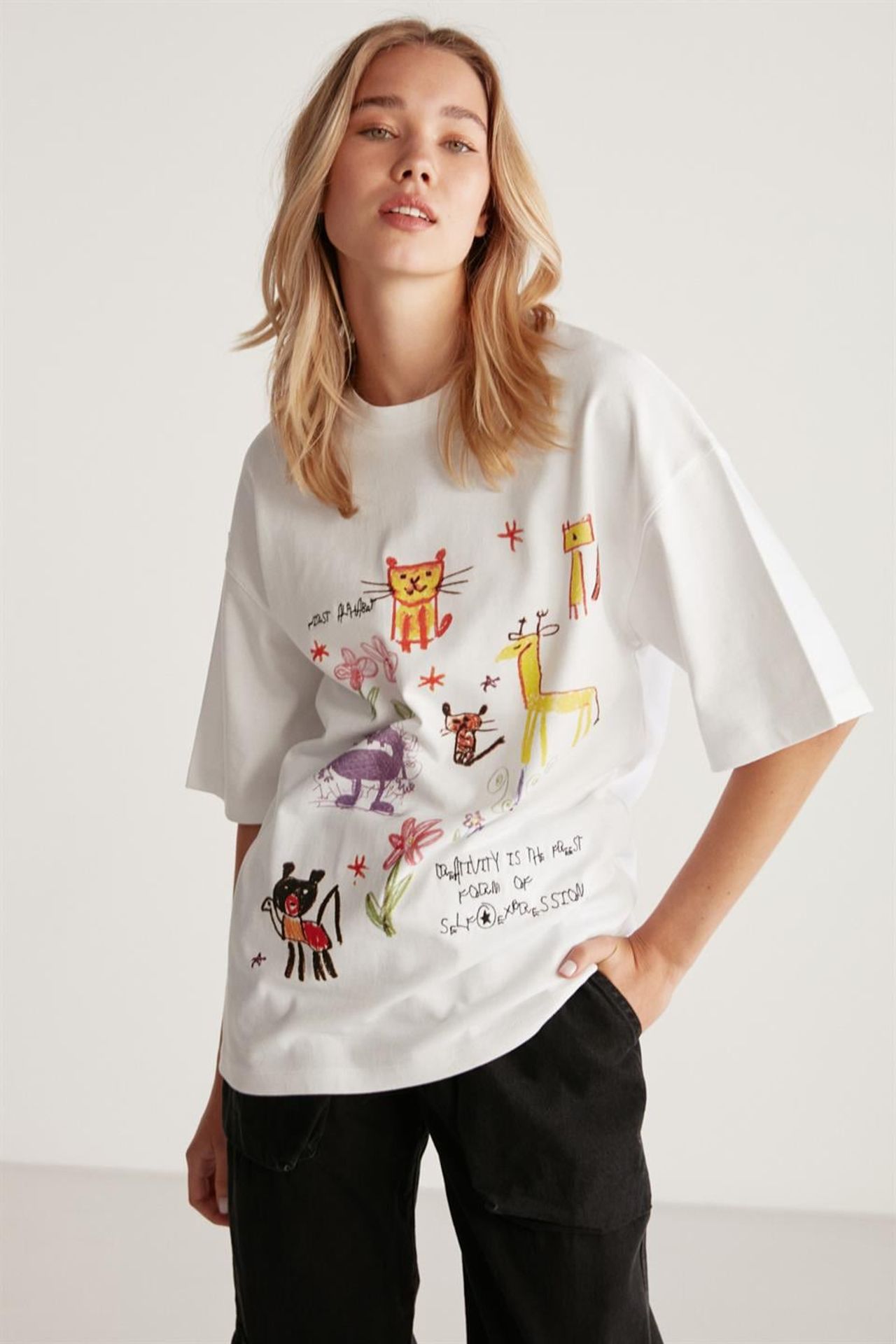 GRIMELANGE Oversized Printed Embroidered T-Shirt 2