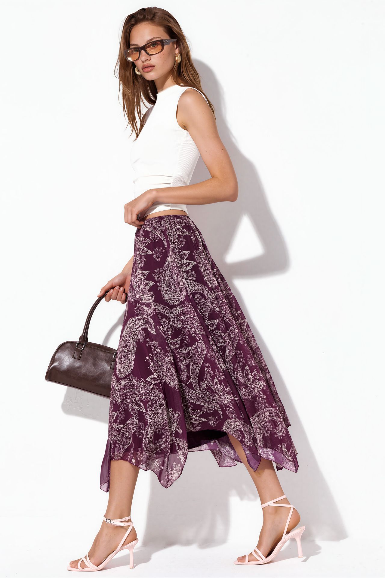 BDART High Waist A-Line Midi Skirt in Paisley Print 2
