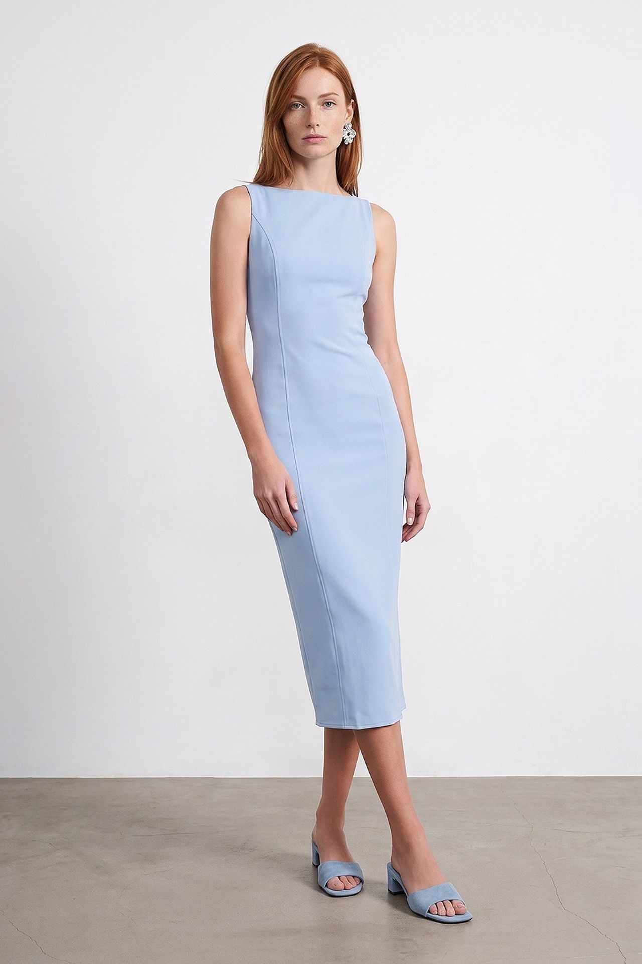 DILVIN Kolsuz, Yırtmaçlı Midi Bodycon Elbise 5