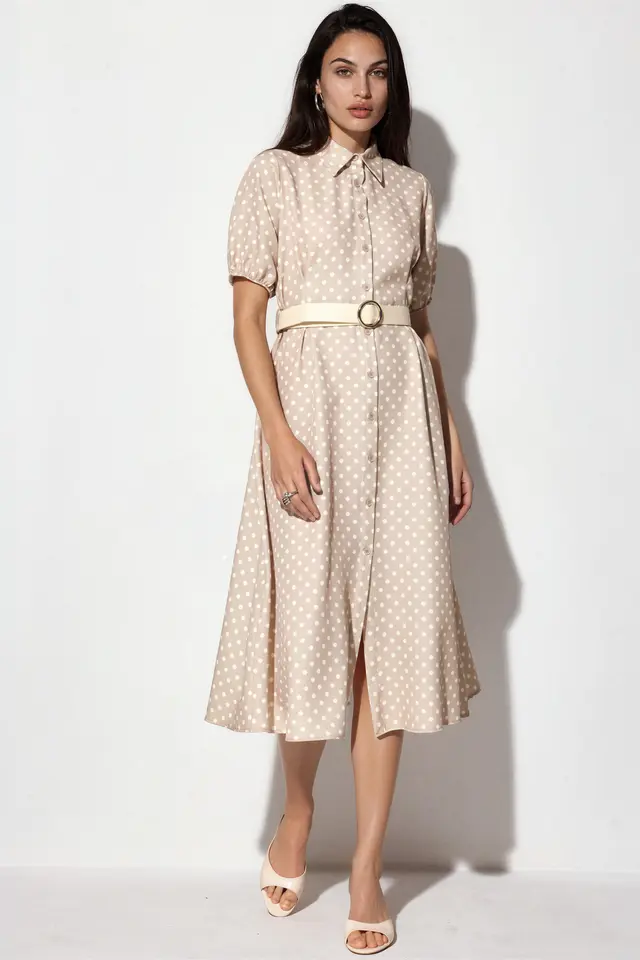 BDART Polka Dot Belted Midi Shirt Dress