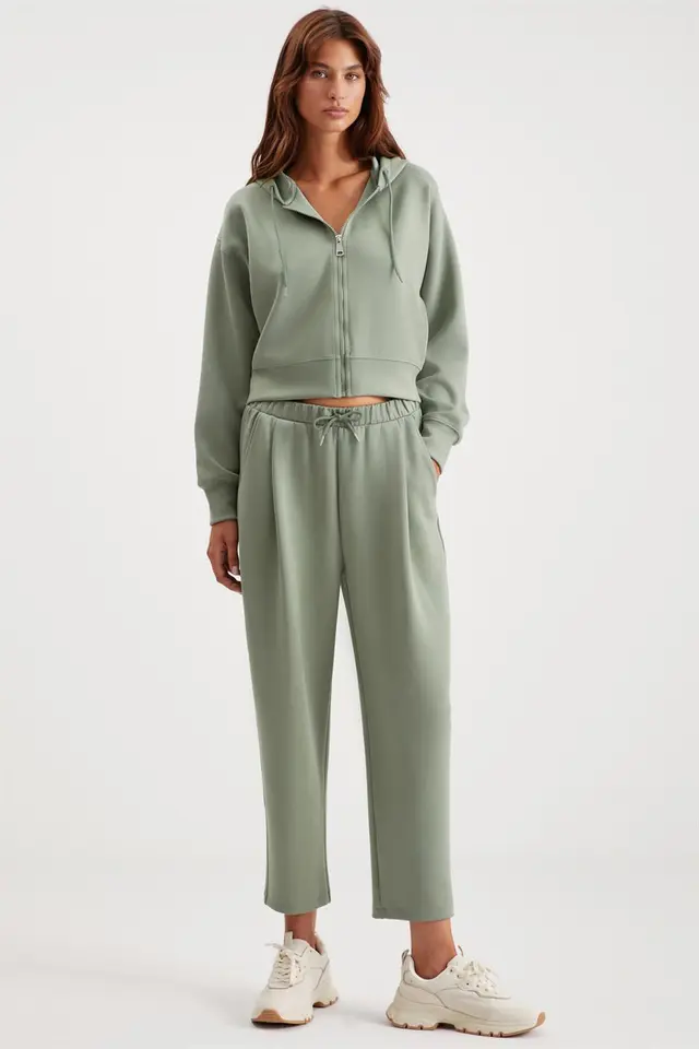 GRIMELANGE Hooded Crop Zip Sweatshirt