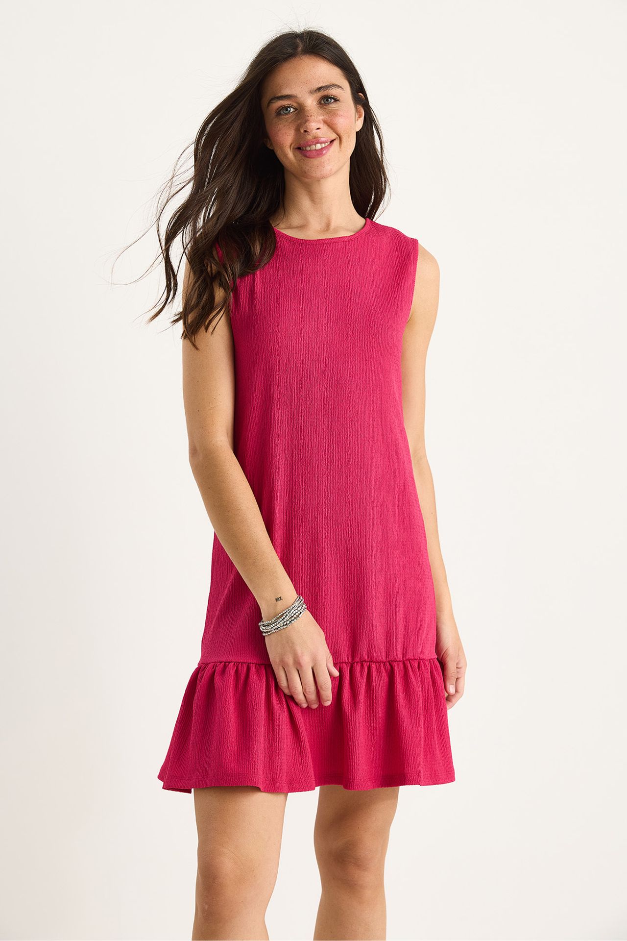 LUCCI Textured Crepe Midi Dress with Ruffle Detail 5