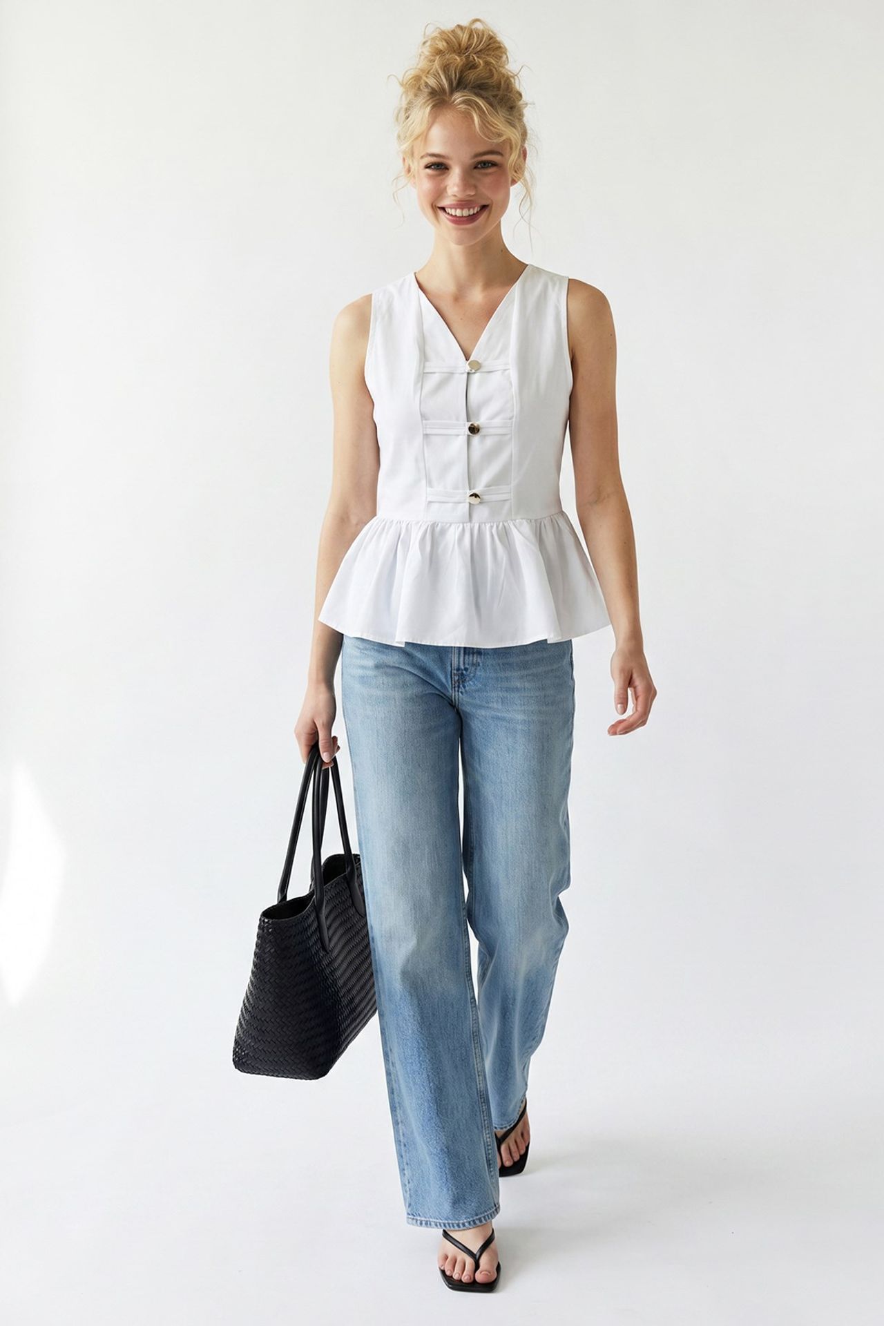 MIXRAY Kolsuz Poplin Peplum Bluz 4
