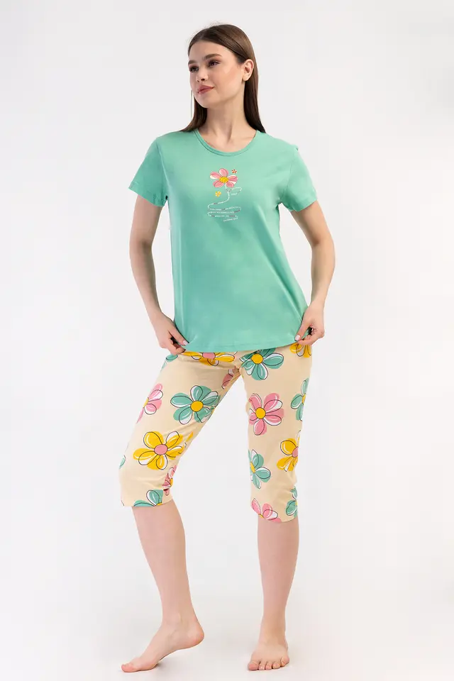 YAKE 2-Piece Crew Neck Pajama Set