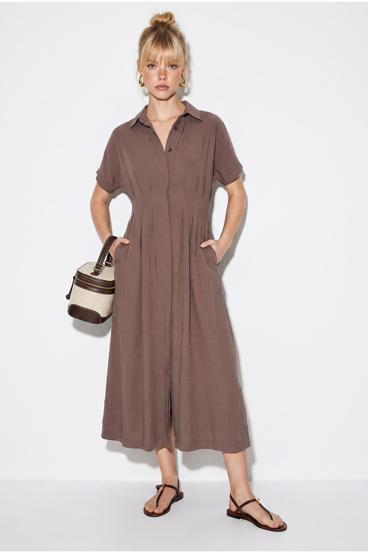 LUCCI Fitted Midi Shirt Dress 2