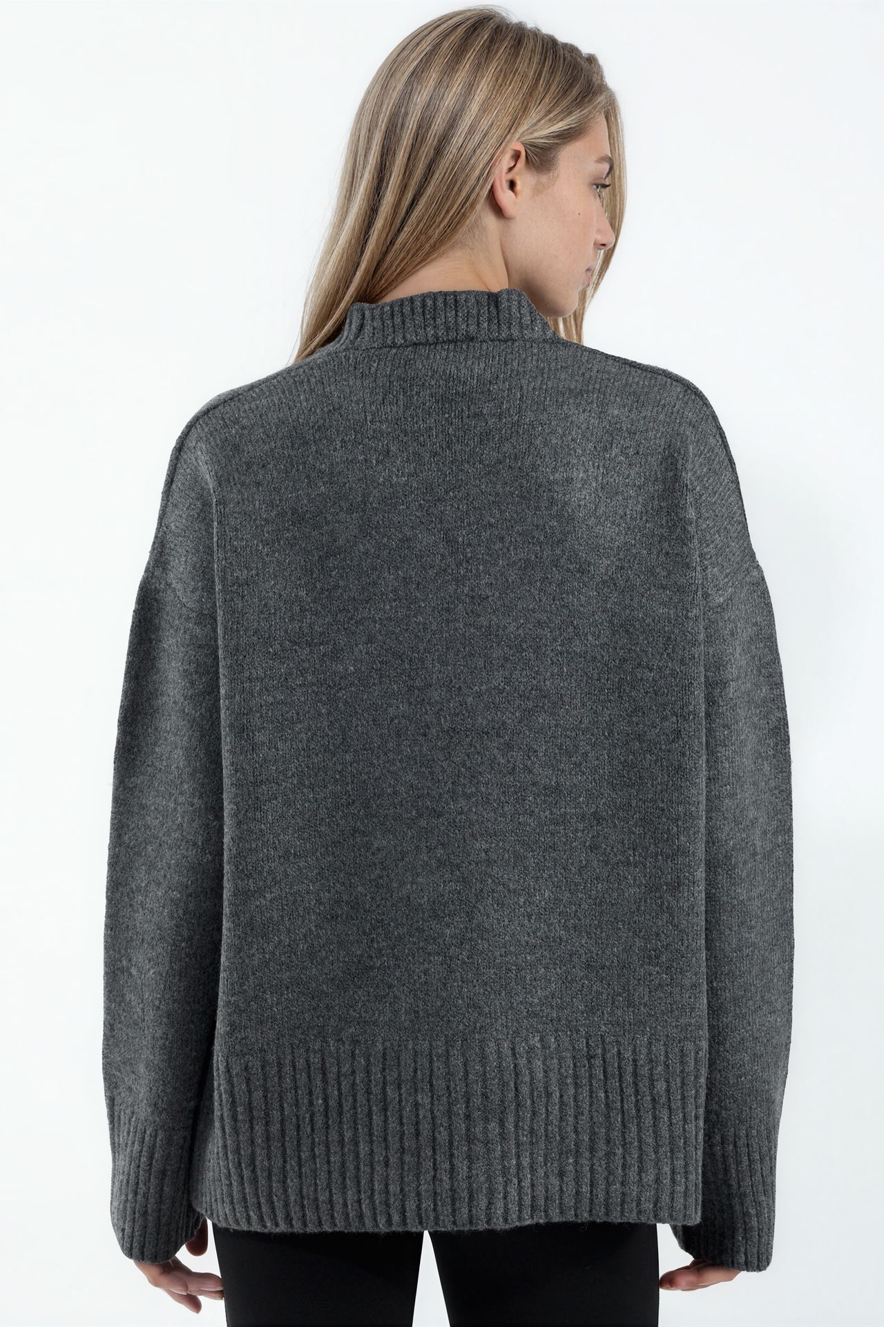 VIORNA Ribbed V-Neck Button Cardigan
