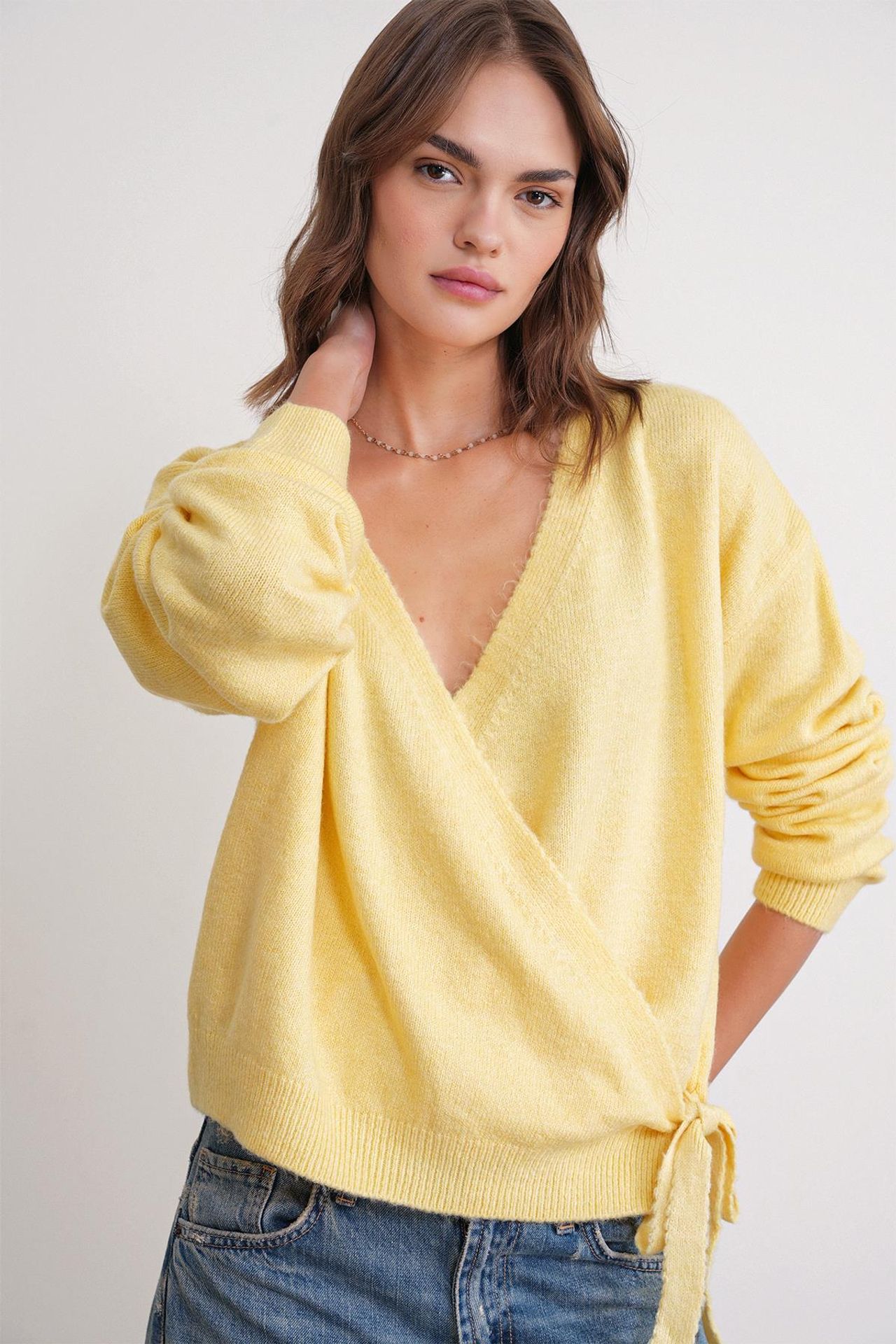Mixray Ribbed V-Neck Tie-Front Cardigan 4