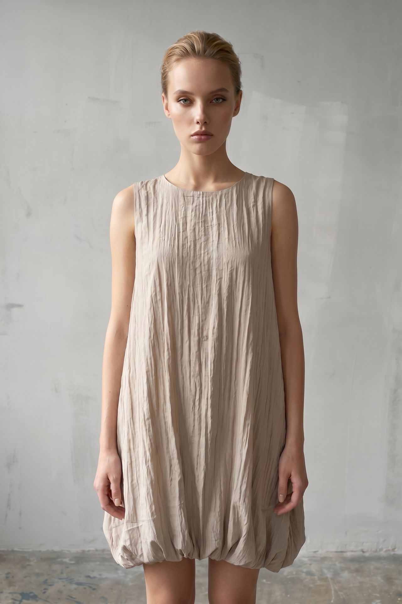 MY FASHION Loose Mini Dress in Textured Lyocell 6