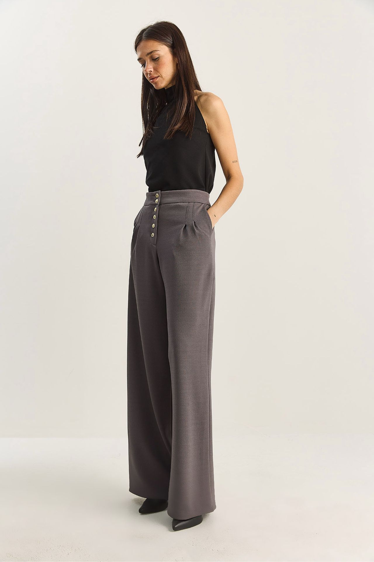 LUCCI High Waist Wide Leg Palazzo Pants 3