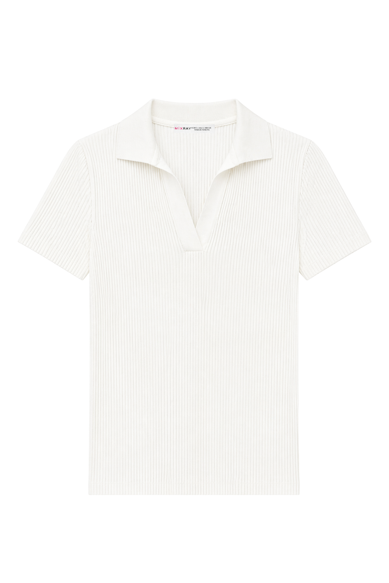 MIXRAY Ribbed Polo Collar Blouse 1
