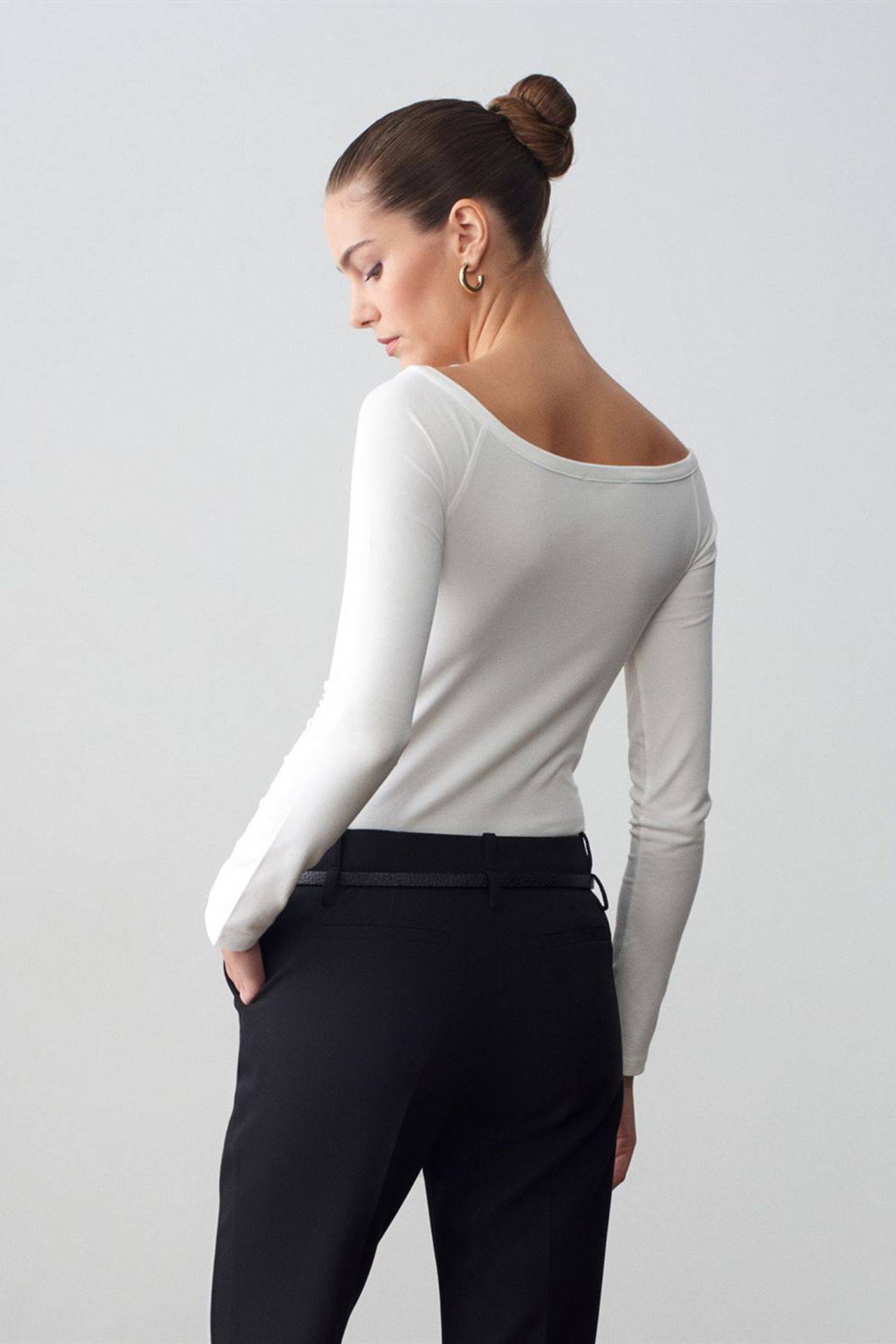 DILVIN Kayık Yaka Slim Fit Body Bluz 2