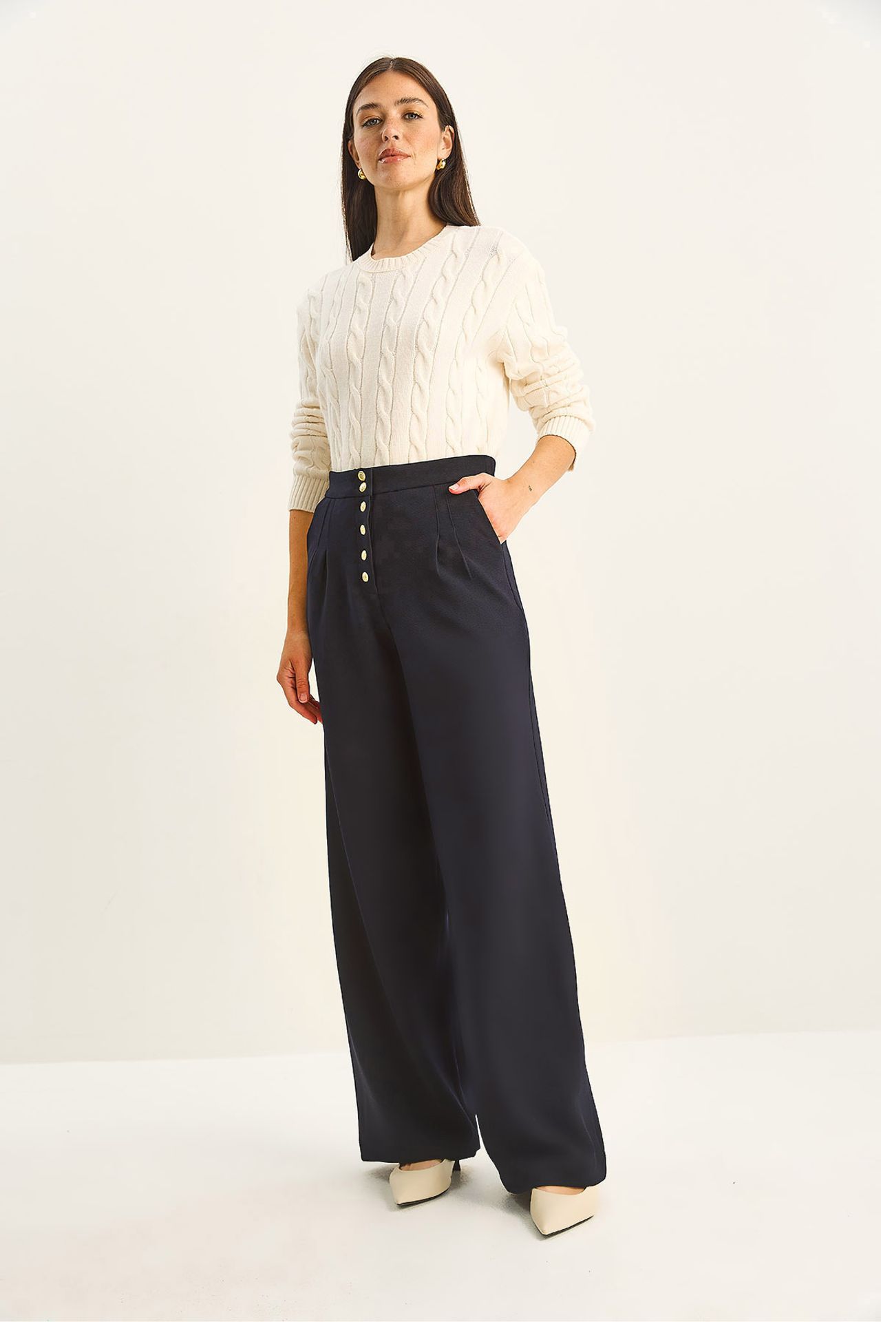 LUCCI High Waist Wide Leg Palazzo Pants 4