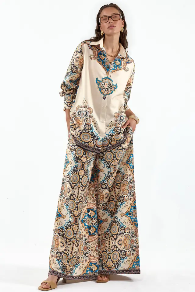 MSN Paisley Shirt And Wide-Leg Trousers Set