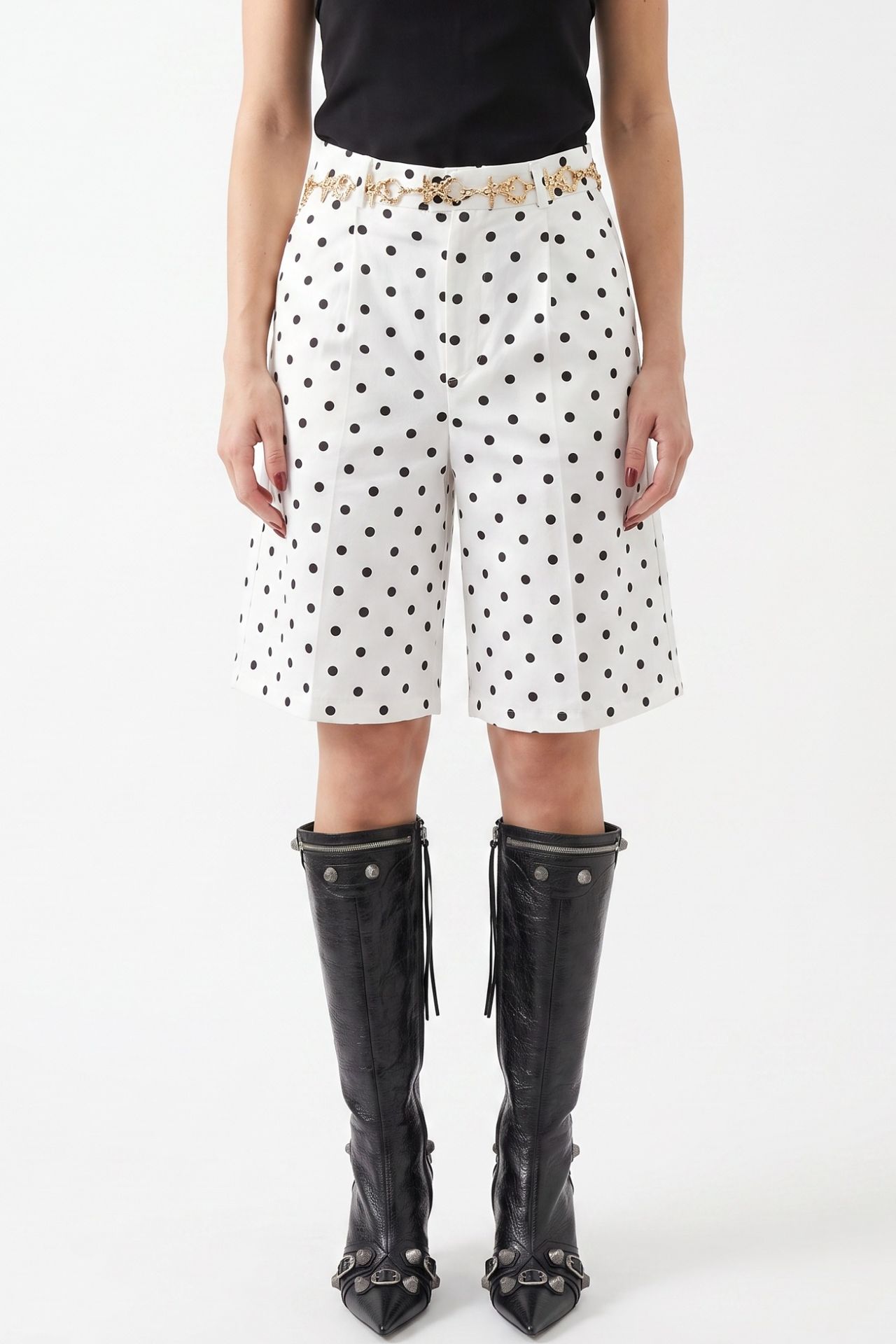 PUCKA High-Waist Wide-Leg Polka Dot Shorts