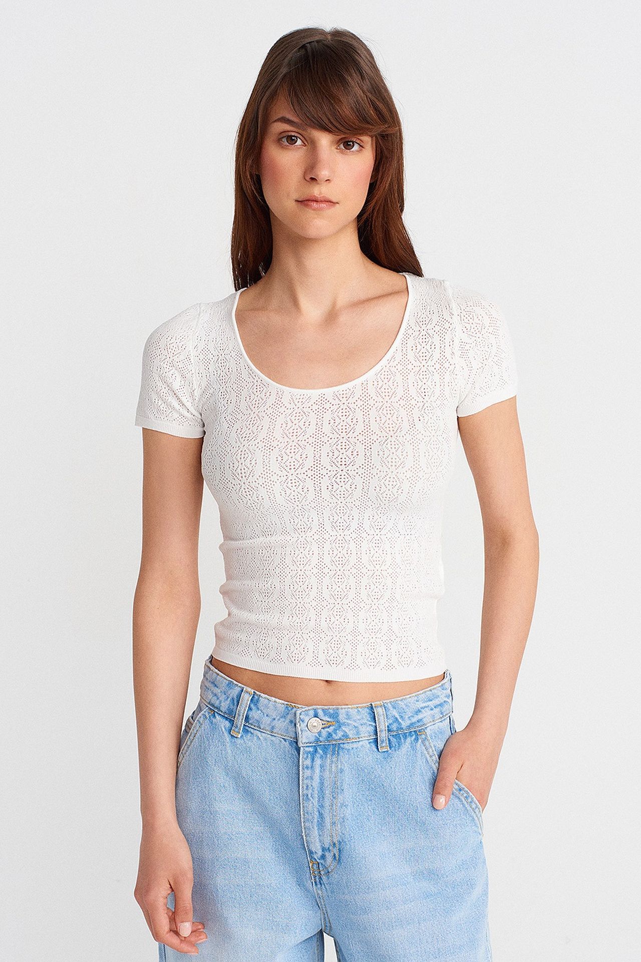 DILVIN Slim Fit Ribbed Textured Blouse 1