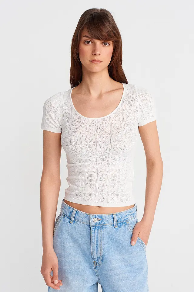 DILVIN Slim Fit Ribbed Textured Blouse