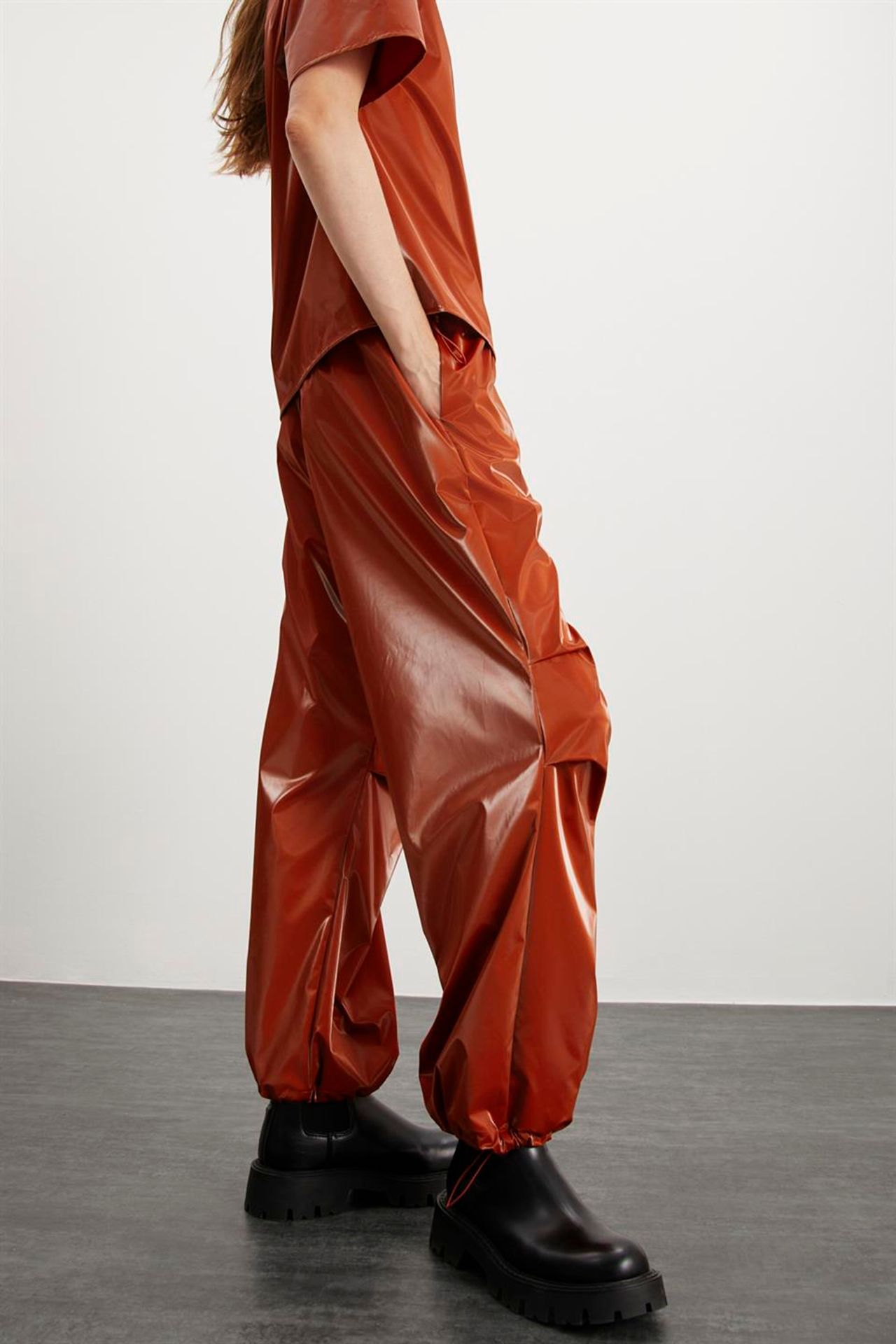 GRIMELANGE Shiny Faux Leather Trousers 3