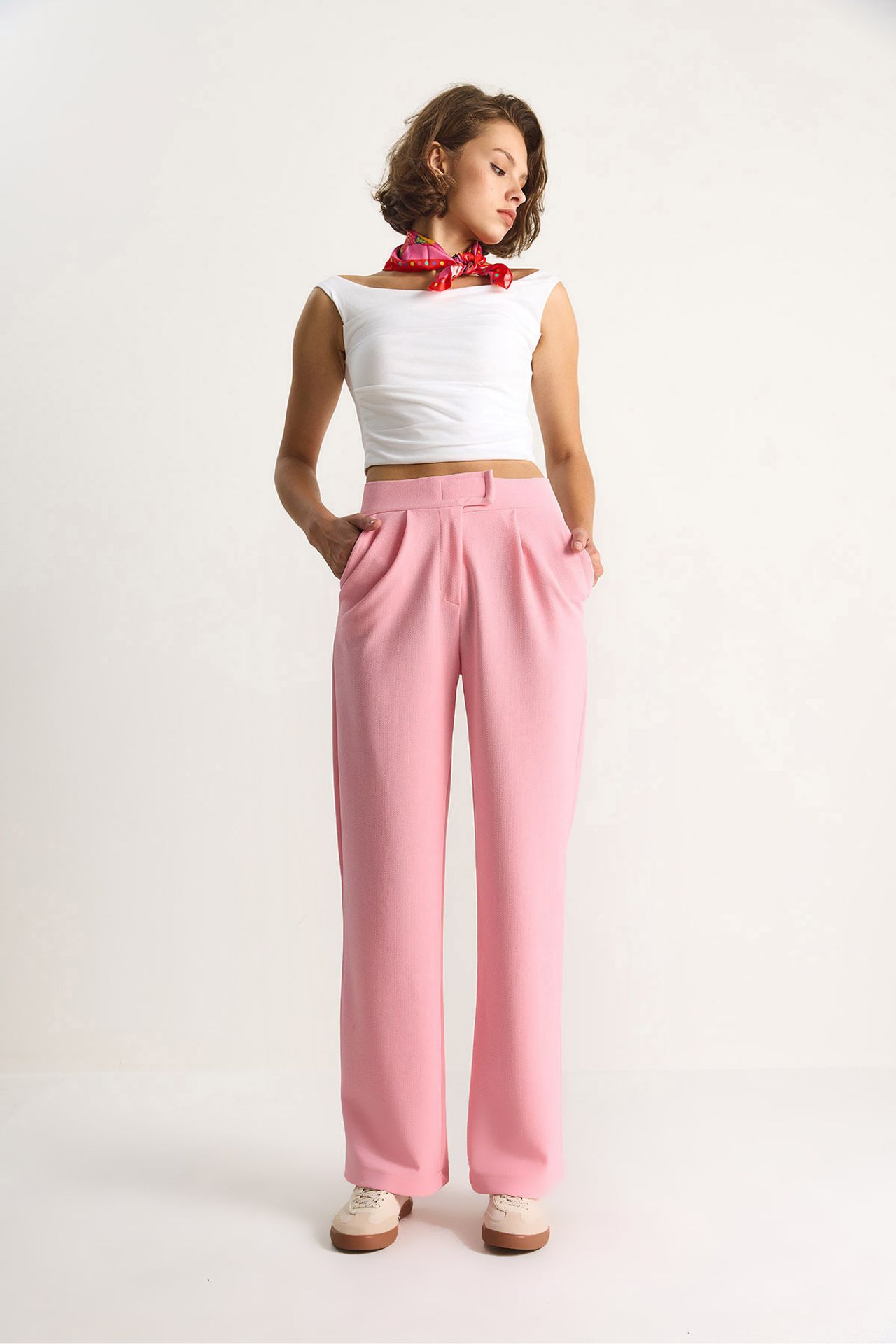 High Waist Wide Leg Pleated Trousers 1